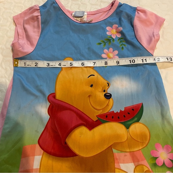 Vintage Disney Y2K Winnie the Pooh Pajama Nightgown Dress Toddler Girls 4T STAIN - Picture 9 of 16